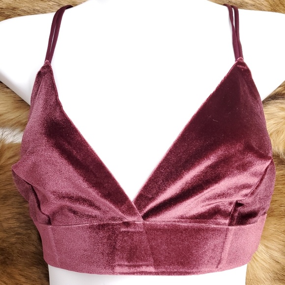 Shimera Velvet Strappy Triangle Bralette Sz M, XL - Picture 2 of 6